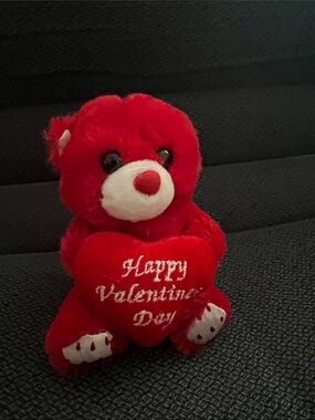 Red Valentine Plush Bear Holding Heart - Brand